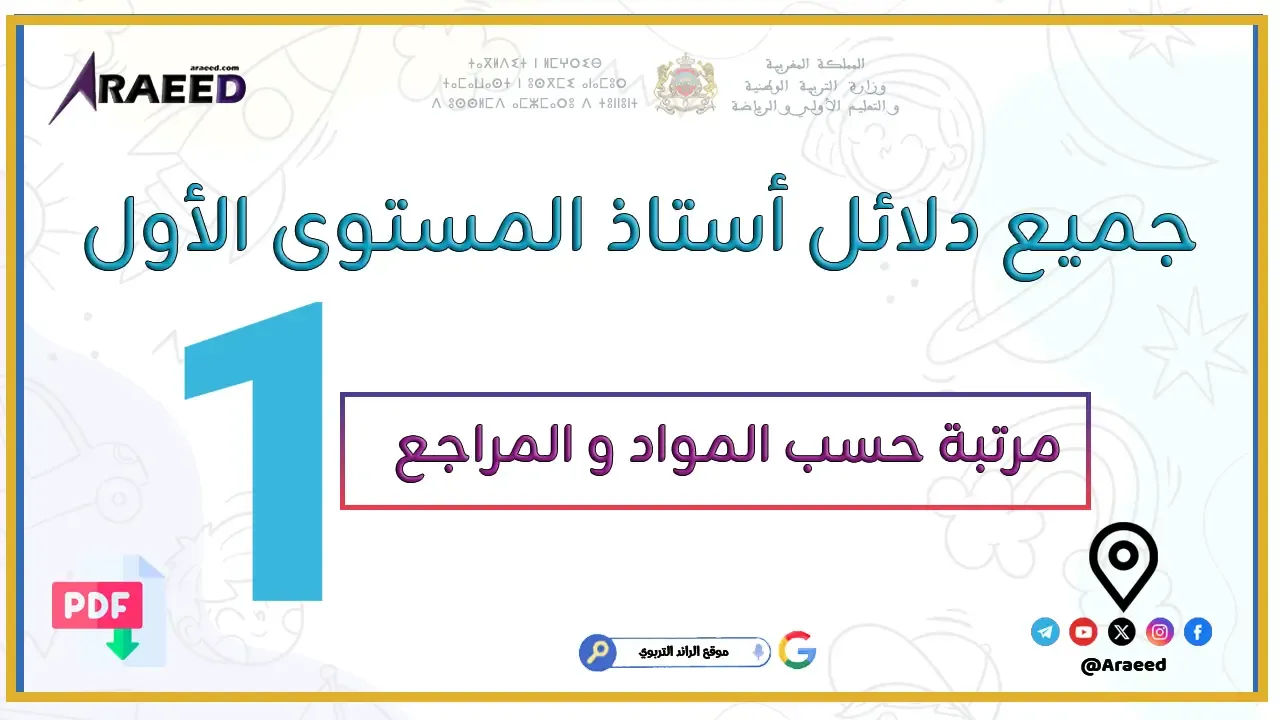 دلائل أستاذ(ة) المستوى الأول مرتبة حسب المواد و المراجع | المنهاج المنقح