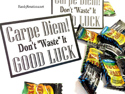 Cheer on your favorite team, player, or friend with this easy good luck bag topper printable.  Printable tells recipient to seize the day and make the most of it while wishing them good luck in a the most sour way possible using Toxic Waste candies.