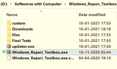 Files in the extracted folder containing the main executable file- highlighted