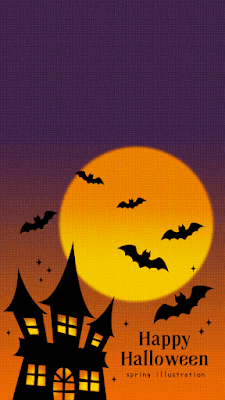 【ハロウィンの夜】ハロウィンのおしゃれでシンプルかわいいイラストスマホ壁紙/ホーム画面/ロック画面