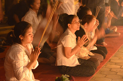 Death of King Norodom Sihanouk, mourners at Royal Palace, Phnom Penh, Cambodia