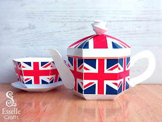 Union Flag Teapot and Teacup by Esselle Crafts