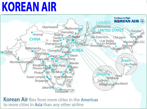 korean air route map International Flights Korean Air Route Map korean air route map