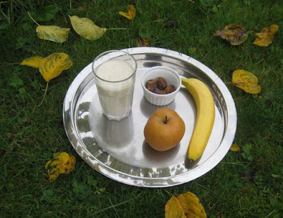 Milchshake aus Banane, Nashibirne und Datteln