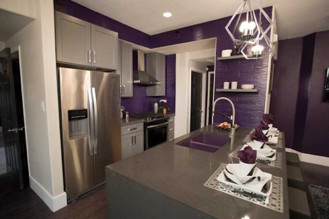 purple and gray kitchen ideas