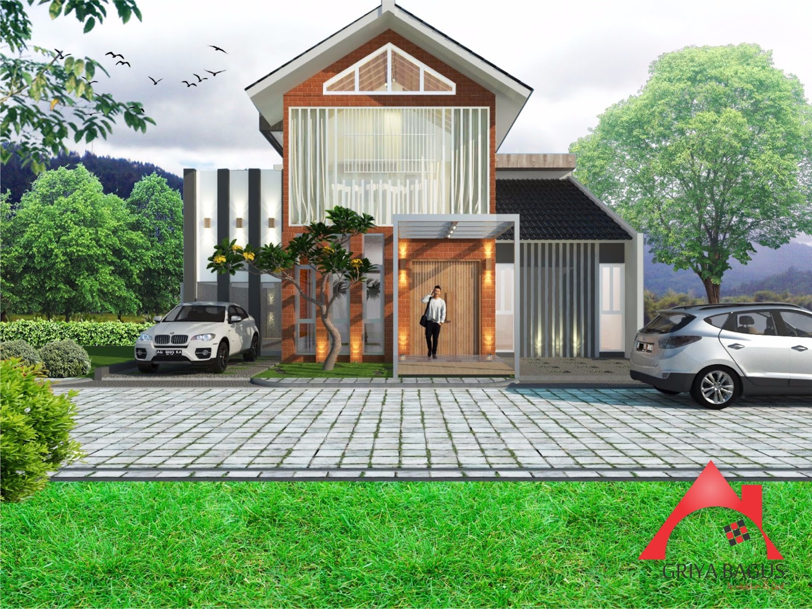 Desain Eksterior Rumah Tropis 2 Lantai Di Yogyakarta Griya Bagus