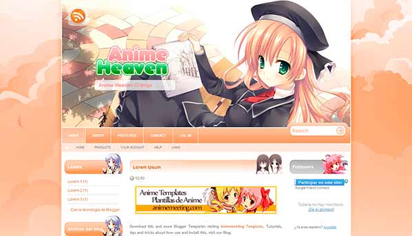 'Anime Plantilla Blogger' Anime Heaven Orange Template