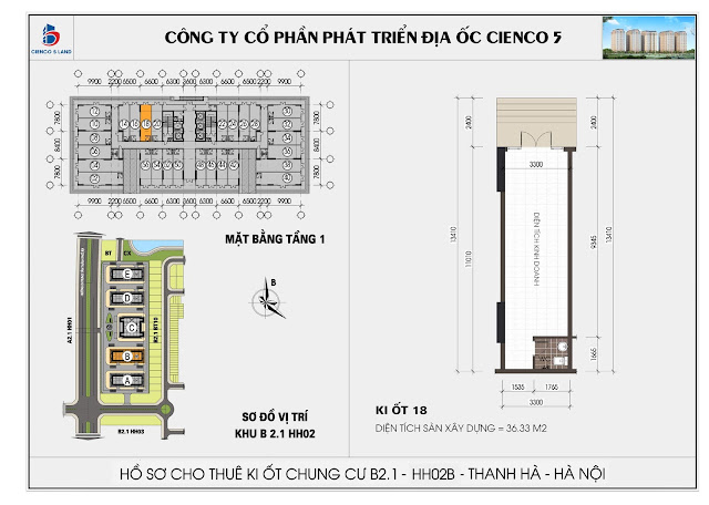 Mặt Bằng kiot 18 chung cư b2.1 hh02b thanh hà mường thanh cienco 5 land