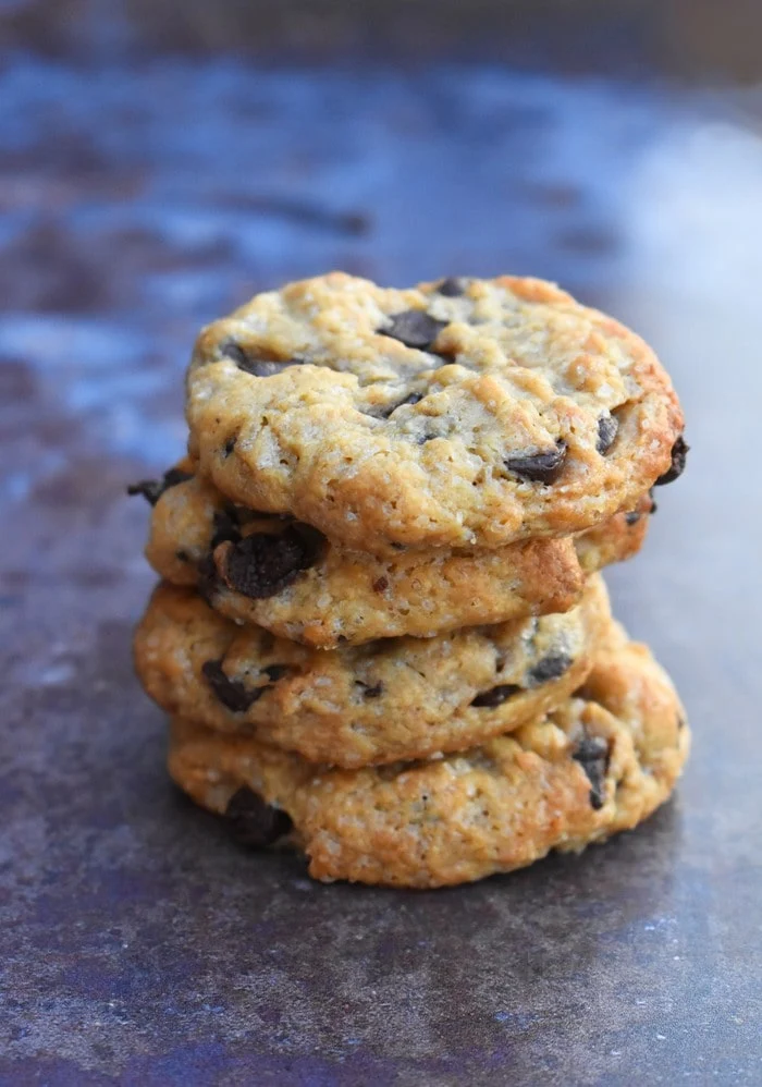 Small stack of Peanut Butter Chocolate Chip Cookies