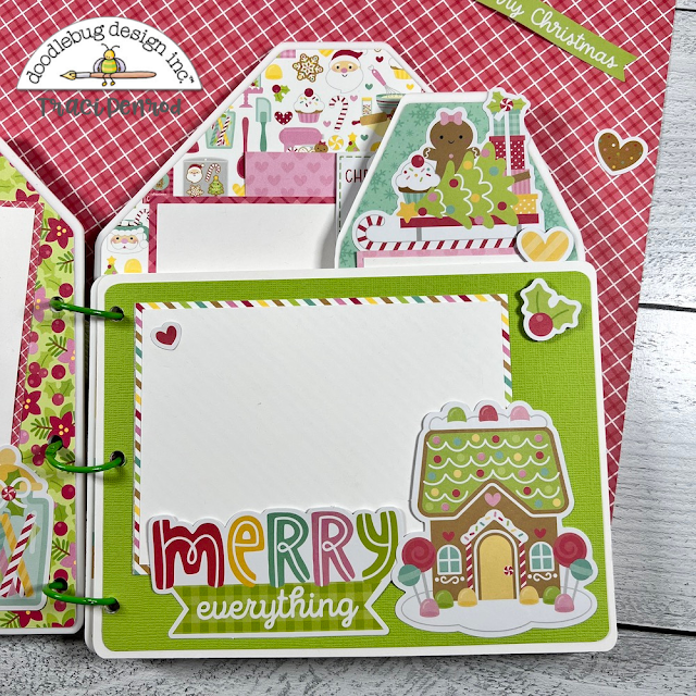 Christmas House Shaped Scrapbook Album page with a gingerbread house and a photo mat