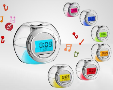 Desconto » Relógio Despertador com 7 Luzes LED Coloridas » Odisseias