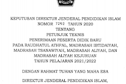 Juknis PPDB Madrasah (RA, MI, MTs, MA, MAK) Tahun Pelajaran 2021/2022