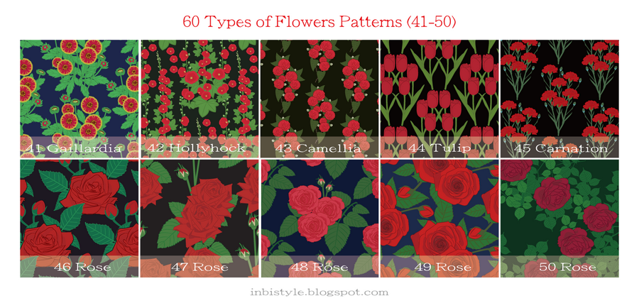 60 Types of Flowers Patterns (41-50)