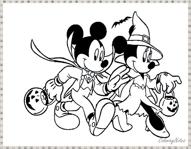 Mickey and Minnie Mouse Coloring, Halloween, Disney