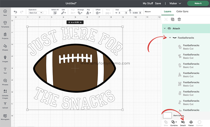 Free "Just Here for the Snacks" Football SVG Cut File