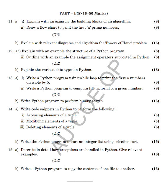 GE8151: Problem Solving and Python Programming Question Papers