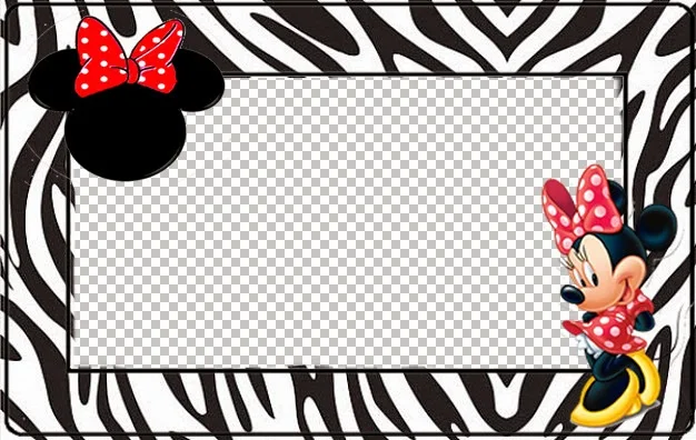 Zebra and Red Minnie Free Printable Invitations, Labels or Cards.