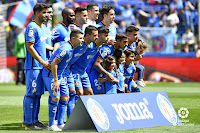 GETAFE C. F. Temporada 2018-19. Leandro Cabrera, Jaime Molina, Foulquier, Bruno, David Soria y Jaime Mata. Portillo, Maksimovic, Hugo Duro, Damián Suárez y Arambarri. GETAFE C. F. 2 VILLARREAL C. F. 2. 18/05/2019. Campeonato de Liga de 1ª División, jornada 38. Getafe, Madrid, Coliseum Alfonso Pérez