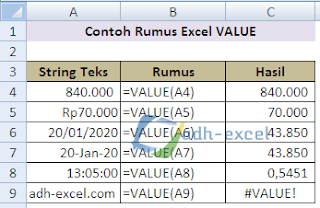 rumus VALUE Excel