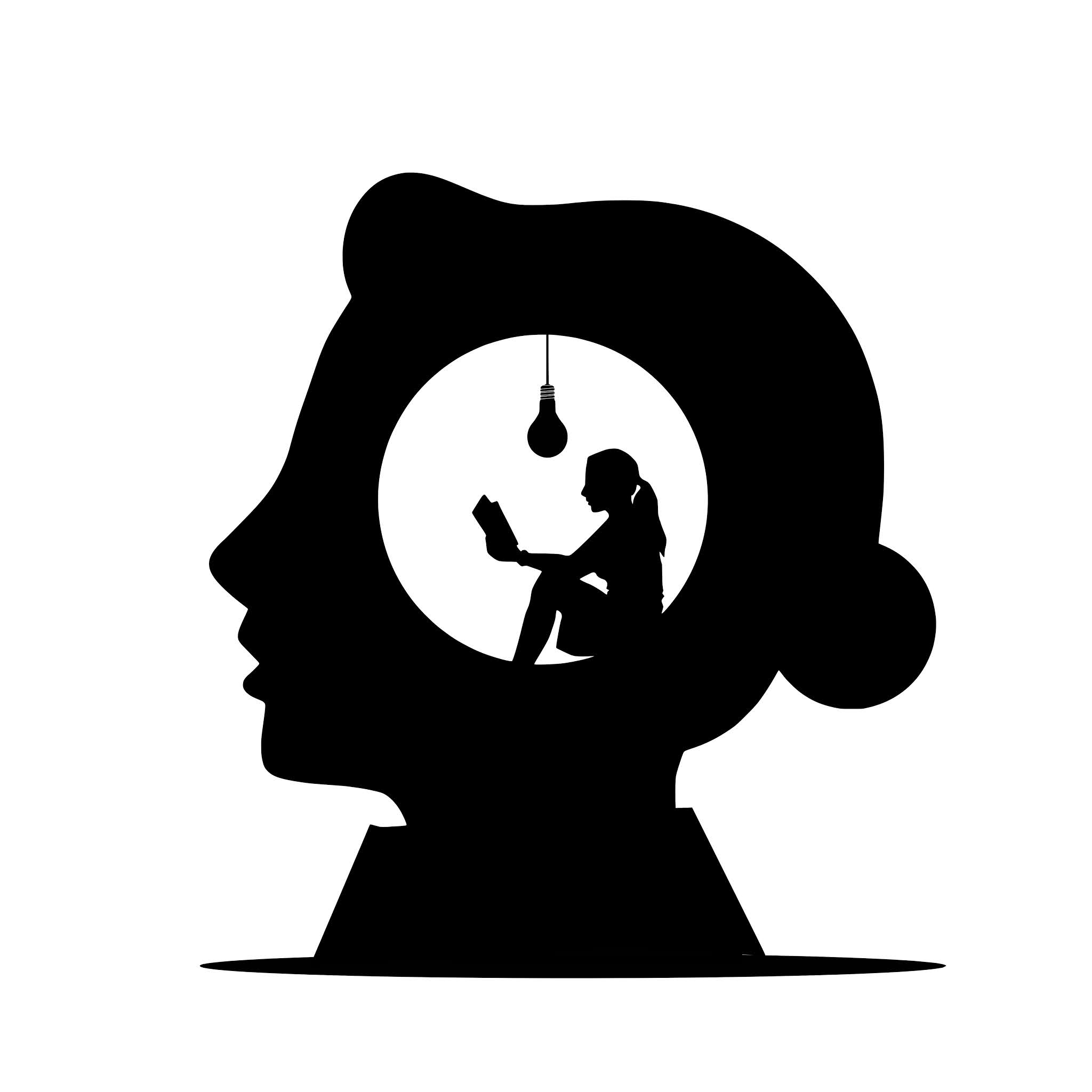 Woman Alone Reading Silhouette