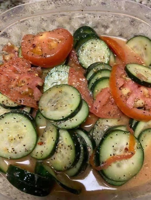 MARINATED CUCUMBERS, ONIONS, AND TOMATOES