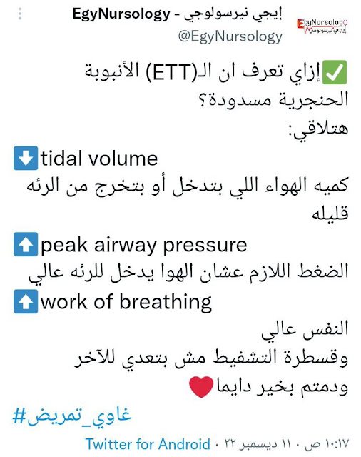 إزاي تعرف ان الـ (ETT) الانبوبة الحنجرية مسدودة؟