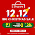 Shopee 12.12 Big Christmas Sale 2021 offers free shipping, 10% off vouchers, P1 deals