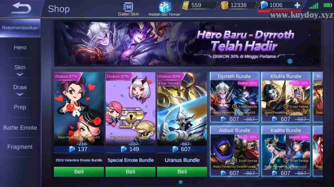 APK Mod ML 1000 Diamond Patch Terbaru Bisa Beli Skin dan Hero