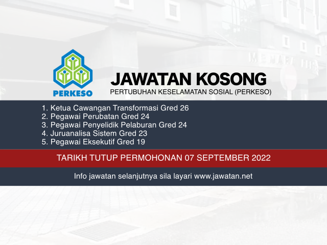 Jawatan Kosong PERKESO September 2022