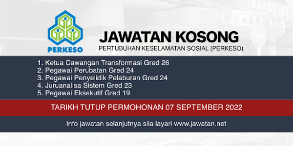 Jawatan Kosong PERKESO September 2022