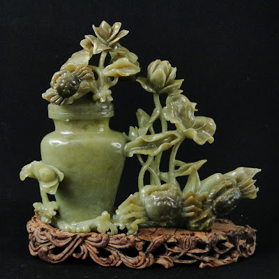 Chinese jade vase and Flowers