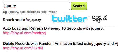 Twitter like Search with jQuery and  Ajax.