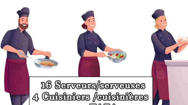 16 Serveurs/serveuses 4 Cuisiniers /cuisinières sur TAZA