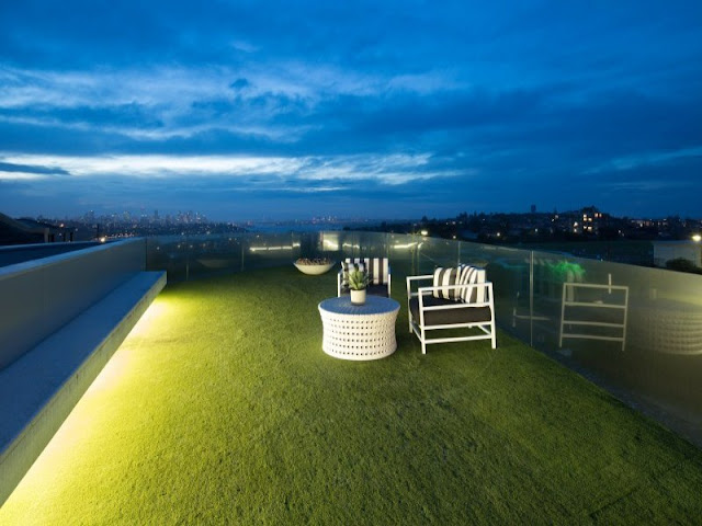 Grass on the rooftop terrace