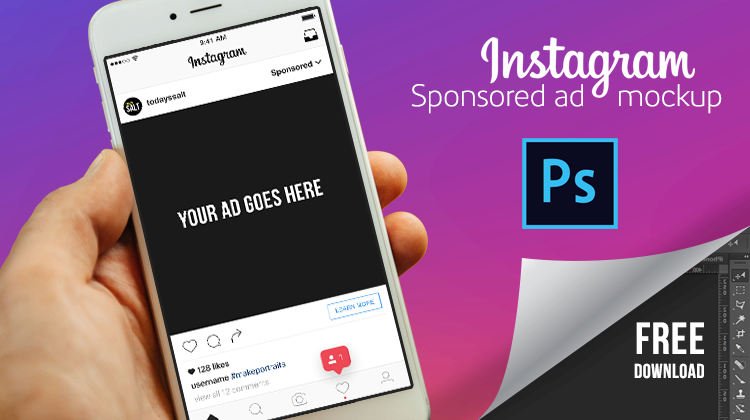 Download New instagram 2016 sponsored ad mobile layout photoshop file - free download - Todays Salt