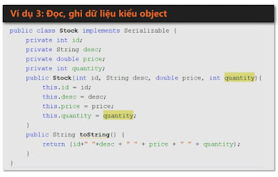 Đọc, ghi dữ liệu kiểu object trong lập trình java