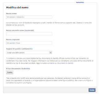 Cambiare Nome Facebook