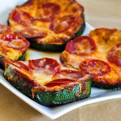 Grilled Zucchini Pizza Slices from KalynsKitchen.com