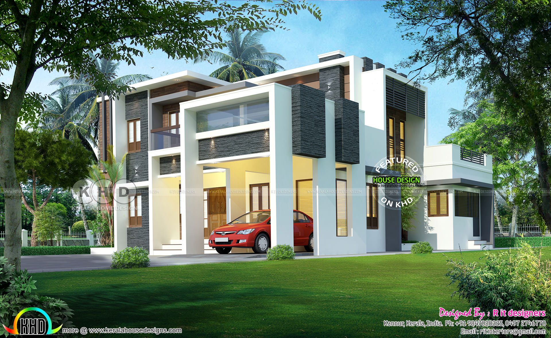 Beautiful modern house with 4 BHK Kerala home design and 