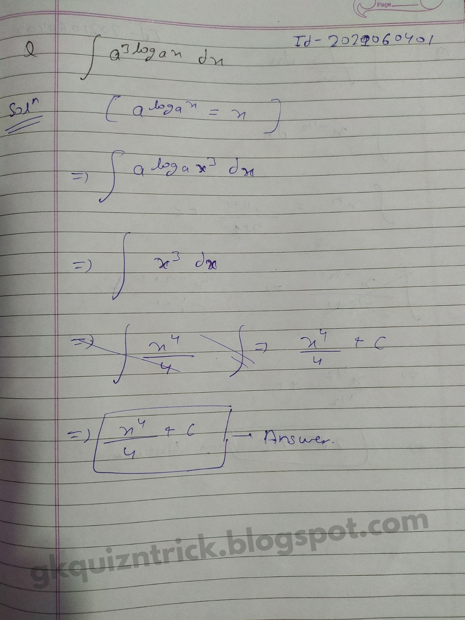 Find Integration of ∫a3logaxdx