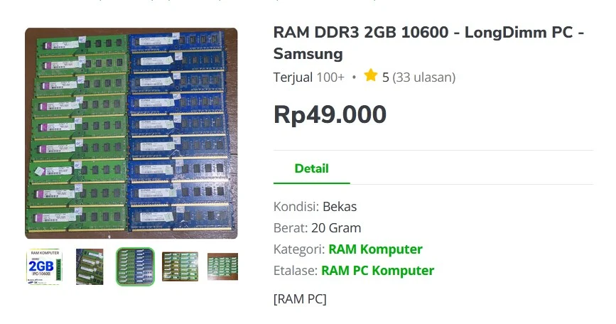 RAM dari PC Gaming 500 Ribu