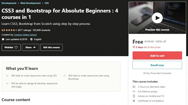 [100% Off] CSS3 and Bootstrap for Absolute Beginners : 4 courses in 1| Worth 199,99$