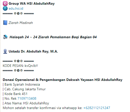 Halaqah 24 ~ Silsilah Ziaroh Madinah HSI | Berziarah Ziarah Pemakaman Baqi (Bagian 04)