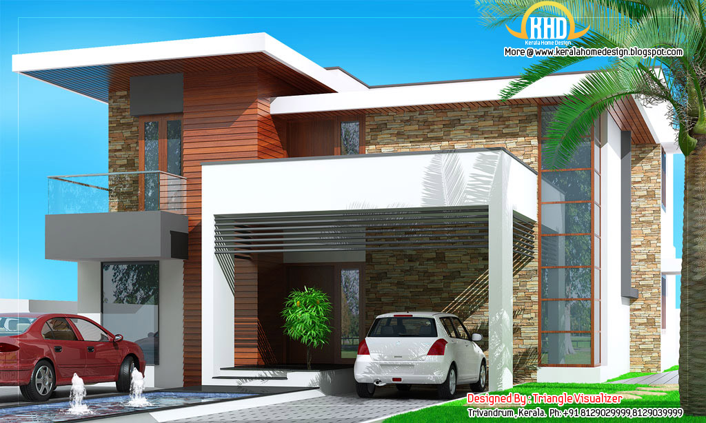 Modern House Elevation - 2831 Sq. Ft. - Kerala home design and ...
