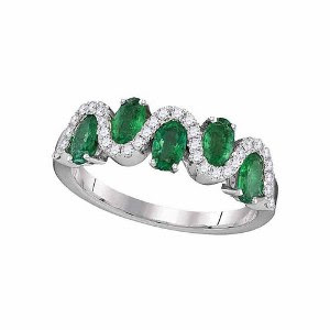 1/5 CTW Diamonds and 1.00 Ctw Emerald Ring