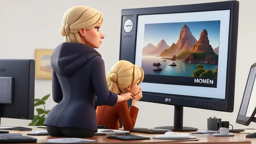 Woman appraising a work of art on a monitor