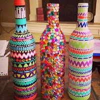 Botellas de vidrio decoradas