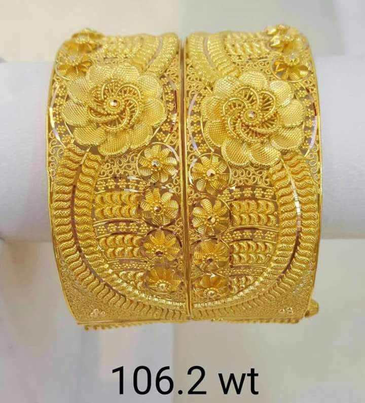 Fancy Gold Bangle Design - Samanta Jewellers | Light Weight Gold Kada Design with Weight | Pure Gold Kangan Design for Ladies Designer Gold BANGLE