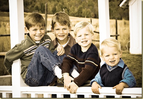 boys porch sepia