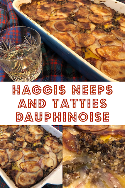 Creamy dauphinoise potatoes with a touch of Burns. Layers of Scotland's holy trinity - haggis, neeps and tatties - combine to make a dish worthy of The Bard himself. Great with either traditional or vegetarian haggis. Serve with a dram and celebrate Burns Night in style. Gie her a haggis!